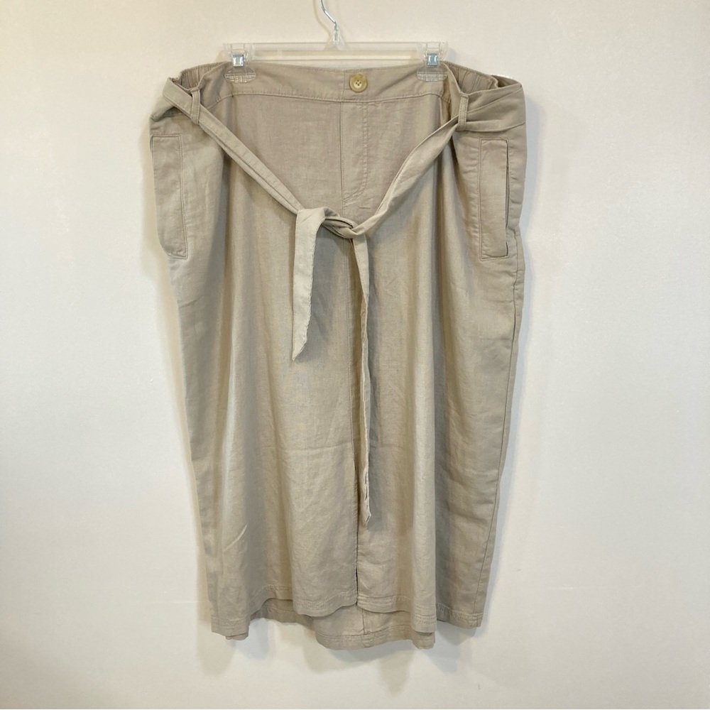 Evans Linen Blend Maxi Skirt Womens Sz 26 Khaki Pockets 3X 4X